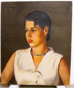 Gifford Beal, Portrait bust of young woman wearing necklace, oil on canvas, Overall: 24 x 20in. (61 x 50.8cm), Collection of Art in Embassies, Washington, D.C.; Gift of the Estate of Gifford Beal, Courtesy of Kraushaar Galleries, New York, New York