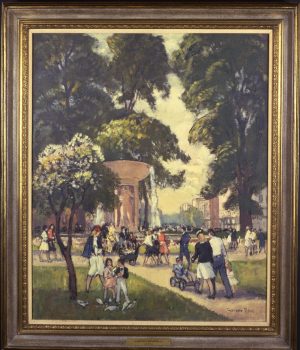 Gifford Beal, Dupont Circle, Washington, D.C., Oil on Canvas, 38 1/2 x 32 5/8in. (97.8 x 82.8cm), Courtesy of the B&O Railroad Museum, Baltimore, Maryland