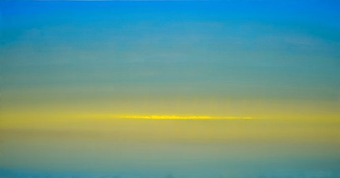 George Edwin Chaplin, Daybreak (1981), Oil on canvas, Overall: 68 x 130 x 2 in. (172.7 x 330.2 x 5.1 cm), Courtesy of Foundation for Art and Preservation in Embassies, Washington, D.C.