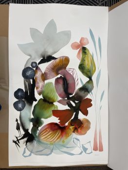 Suyao Tian, Shadows of Memory, Watercolor on paper, Image: 38 × 60in. (96.5 × 152.4cm); frame: 44 1/2 × 66 1/2in. (113 × 168.9cm), Courtesy of the artist, Twin Cities, Minnesota