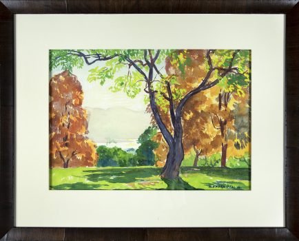 Gifford Beal, Contra Jour, Watercolor on paper, Overall: 14 x 20in. (35.6 x 50.8cm), Collection of Art in Embassies, Washington, D.C.; Gift of the Estate of Gifford Beal, Courtesy of Kraushaar Galleries, New York, New York