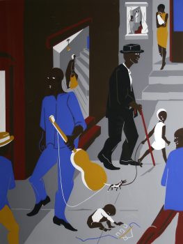 Jacob Lawrence, Harlem Street Scene, Silkscreen, Overall: 34 x 27 1/2 x 2 in. (86.4 x 69.9 x 5.1 cm), Collection of Art in Embassies, Washington, D.C.; Courtesy of the Foundation for Art and Preservation in Embassies, Washington, D.C.