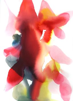 Alice Baber, Jaguar Sees the Frog, Watercolor, 36 1/2 × 28 1/2 × 1 1/2in. (92.7 × 72.4 × 3.8cm), Collection of Art in Embassies, Washington, D.C.; Gift of The Estate of Alice Baber