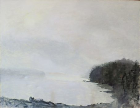 Don Resnick, Fog Lifting, Oil on canvas, Overall: 48 × 62in. (121.9 × 157.5cm), Collection of Art in Embassies, Washington, D.C.