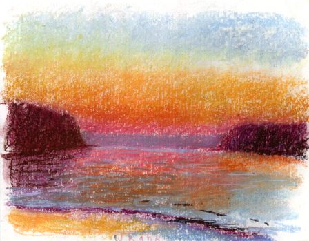 Wolf Kahn, Sunset Through a Fog Bank, Pastel, Overall: 17 1/2 x 20 1/2 x 1 in. (44.5 x 52.1 x 2.5 cm), Courtesy of the artist, New York, New York