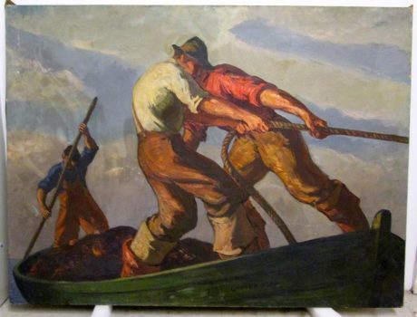 Gifford Beal, Hauling Nets and Fishermen, oil on canvas, Overall: 36 x 48in. (91.4 x 121.9cm), Collection of Art in Embassies, Washington, D.C.; Gift of the Estate of Gifford Beal, Courtesy of Kraushaar Galleries, New York, New York