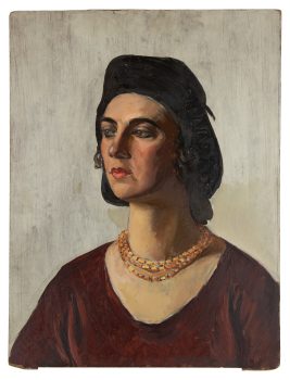Gifford Beal, Portrait of a Greek Woman, Oil on board, Overall: 23 3/4 × 18in. (60.3 × 45.7cm), Collection of Art in Embassies, Washington, D.C.; Gift of the Estate of Gifford Beal, Courtesy of Kraushaar Galleries, New York, New York