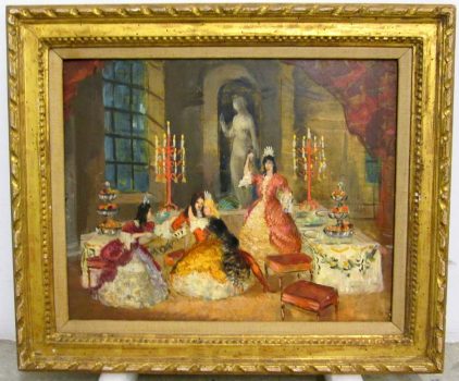 Gifford Beal, Scene from Costume Play, oil on wood, Overall: 16 x 20in. (40.6 x 50.8cm), Collection of Art in Embassies, Washington, D.C.; Gift of the Estate of Gifford Beal, Courtesy of Kraushaar Galleries, New York, New York