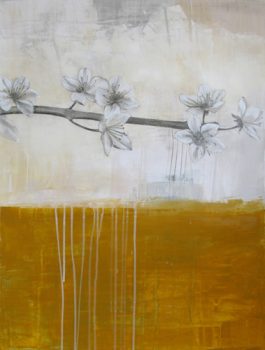 Kazaan Viveiros, Cherry Blossoms Branch, Acrylic and pencil on paper, Framed: 38 1/2 x 30in. (97.8 x 76.2cm); unframed: 30 x 22 1/2in. (76.2 x 57.2cm),