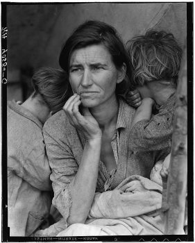 Dorothea Lange, Migrant Mother, Photograph, Overall: 20 x 17 1/4 x 1 1/2 in. (50.8 x 43.8 x 3.8 cm), Collection of Art in Embassies, Washington, D.C.; Library of Congress
Prints and Photographs Division, Farm Security Administration/Office of War
Information Photograph Collection, LC-DIG-fsa-8b29516