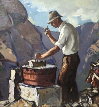 Gifford Beal, Quarry Man, Oil on canvas, Overall: 34 x 32 x 2in. (86.4 x 81.3 x 5.1cm), Collection of Art in Embassies, Washington, D.C.; Gift of the Estate of Gifford Beal, Courtesy of Kraushaar Galleries, New York, New York