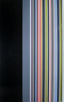 Gene Davis, Black Watch Series III, Silkscreen, Overall: 79 × 53 1/2 × 2 in. (200.7 × 135.9 × 5.1cm), Collection of Art in Embassies, Washington, D.C.; Gift of Pace Editions, New York City