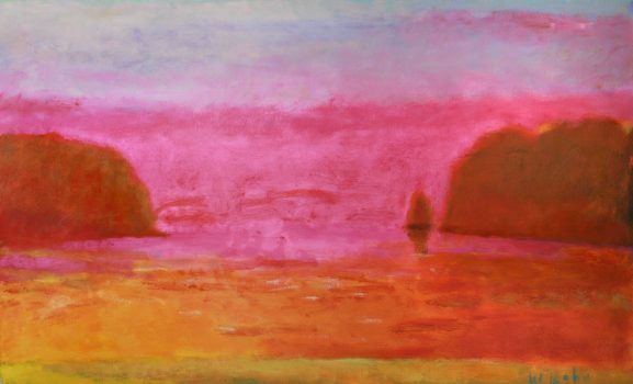 Wolf Kahn, Overdose of Magenta, Oil on canvas, Overall: 23 x 37 x 1 1/2 in. (58.4 x 94 x 3.8 cm), Courtesy of the artist, New York, NY