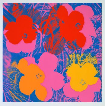 Andy Warhol, Flowers, screen print on paper, Framed: 40 x 40in. (101.6 x 101.6cm), Courtesy of The Andy Warhol Museum, Pittsburgh; Founding Collection, Contribution The Andy Warhol Foundation for the Visual Arts, Inc.