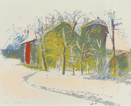 Wolf Kahn, Hundred Mile Barn, Silkscreen, Image: 17 1/2 × 21 1/4in. (44.5 × 54cm); frame: 23 1/2 × 27in. (59.7 × 68.6cm), Wolf Kahn Collection, Courtesy of the Wolf Kahn Foundation, New York, New York