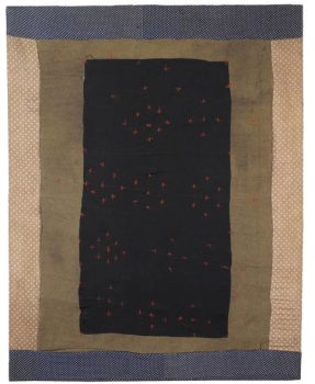 Artist Unknown, Untitled (Strip Quilt), Mixed fabrics stretched on archival mount, Overall: 60 x 80in. (152.4 x 203.2cm),