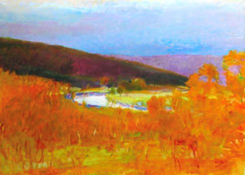 Wolf Kahn, The Lamoile river at Ten Bends, 1990, Oil on Canvas, Overall: 52 × 72in. (132.1 × 182.9cm), Courtesy of the Artist and Miles McEnery Gallery