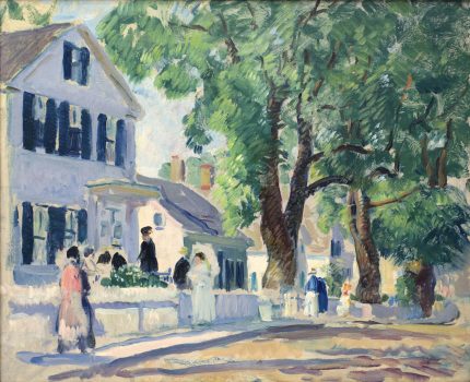 Gifford Beal, Street Scene, Oil on panel, Overall: 27 1/2 x 31 3/4 x 1 3/4 in. (69.9 x 80.6 x 4.4 cm), Collection of Art in Embassies, Washington, D.C.; Gift of the Estate of Gifford Beal, Courtesy of Kraushaar Galleries, New York, New York