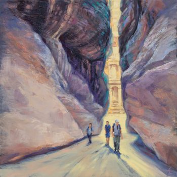 Leanne Fink, Pilgrims of Petra, Oil and cold wax on linen, Overall: 20 × 20in. (50.8 × 50.8cm)
Framed: 21 1/2 × 21 1/2 × 2in. (54.6 × 54.6 × 5.1cm), Courtesy of the artist, Hamilton, Virginia