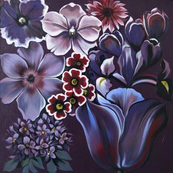 Lowell Nesbitt, Dark Violet Monochrome Flowers, acrylic on canvas, 26 x 26 in. (66.0 x 66.0 cm), Courtesy of Mr. Charles Revson, Greenwich, Connecticut