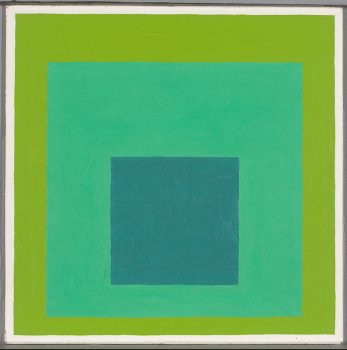 Josef Albers, Homage to the Square, Oil on Masonite, 16 x 15 15/16 in. (40.6 x 40.5 cm), Courtesy of Yale University Art Gallery, Gift of Anni Albers and the Josef Albers Foundation, Inc.