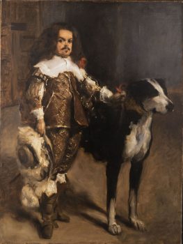 John Singer Sargent, Dwarf with a Mastiff, Copy after Velazquez, Oil on canvas, Overall: 55 7/8 x 42in. (141.9 x 106.7cm), On loan from The Hispanic Society of America, New York.