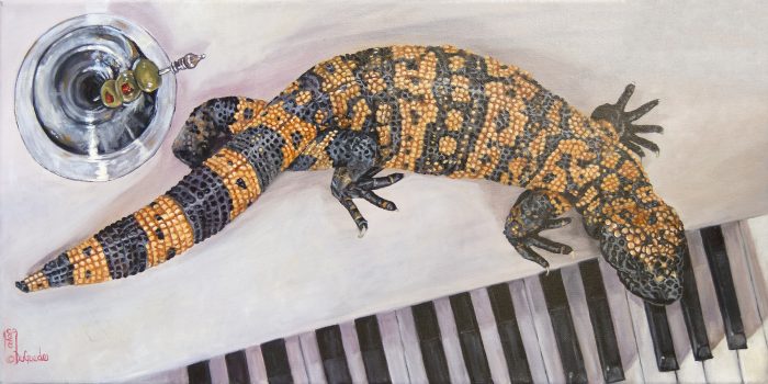 Joye DeGoede, Twisted Lounge Lizard, Oil on canvas, 12 × 24in. (30.5 × 61cm), Courtesy of the artist, Scottsdale, Arizona