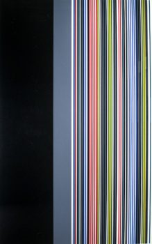 Gene Davis, Black Watch Series III, Silkscreen, Overall: 79 1/4 x 53 1/2 x 2 in. (201.3 x 135.9 x 5.1 cm), Collection of Art in Embassies, Washington, D.C.