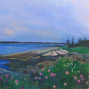 Don Resnick, Beach Roses, Oil on canvas, Overall: 52 × 52 × 1in. (132.1 × 132.1 × 2.5cm), Collection of Art in Embassies, Washington, D.C.