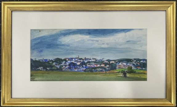 Gifford Beal, New England Village, watercolor on paper, Overall: 16 1/2 × 25 3/4 × 1 1/4in. (41.9 × 65.4 × 3.2cm), Collection of Art in Embassies, Washington, D.C.; Gift of the Estate of Gifford Beal, Courtesy of Kraushaar Galleries, New York, New York