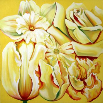 Lowell Nesbitt, Yellow Monochrome Flowers, Acrylic on canvas, 26 x 26 in. (66.0 x 66.0 cm), Courtesy of Mr. Charles Revson, Greenwich, Connecticut