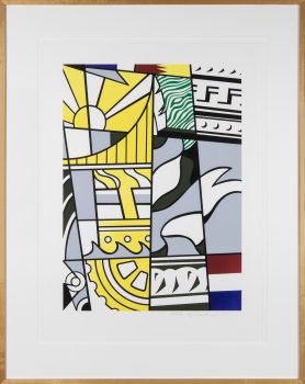 Roy Lichtenstein, Bicentennial Print, Lithograph and screenprint on paper, 38 3/4 × 30 3/4 × 1 1/4 in. (98.4 × 78.1 × 3.2 cm), Collection of Art in Embassies, Washington, D.C.; Gift of The Mobil Corporation