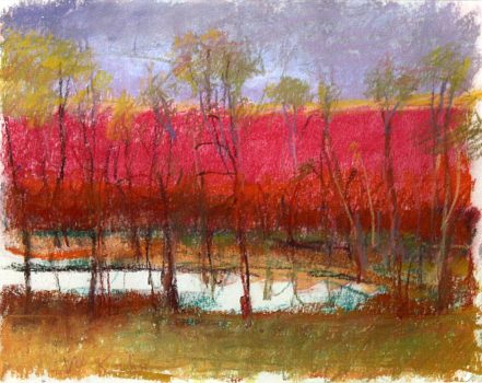 Wolf Kahn, White Pond, Pastel, Overall: 17 1/2 x 20 1/2 x 1 in. (44.5 x 52.1 x 2.5 cm), Courtesy of the artist, New York, New York