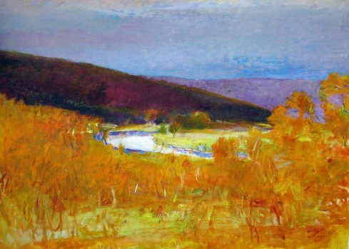 Wolf Kahn, The Lamoille River at 10 Bends, Oil on canvas, Overall: 53 x 73 x 1 1/2 in. (134.6 x 185.4 x 3.8 cm), Courtesy of the artist, New York, New York