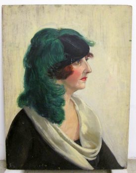 Gifford Beal, Portrait bust of woman wearing hat and green feather, oil on Masonite, Overall: 24 x 18in. (61 x 45.7cm), Collection of Art in Embassies, Washington, D.C.; Gift of the Estate of Gifford Beal, Courtesy of Kraushaar Galleries, New York, New York