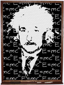 Kim Luttrell, The True Sign of Intelligence Is Not Knowledge But Imagination, Serigraph on chalkboard with molding, eraser and chalk, Overall: 42 1/2 x 32 1/2 x 3in. (108 x 82.6 x 7.6cm); box: 51 x 41 x 8", Collection of Art in Embassies, Washington, D.C.