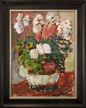 Gifford Beal, Sketchy composition of flowers in vase, Oil on canvas, Overall: 24 x 18in. (61 x 45.7cm), Collection of Art in Embassies, Washington, D.C.; Gift of the Estate of Gifford Beal, Courtesy of Kraushaar Galleries, New York, New York