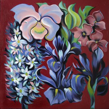 Lowell Nesbitt, Red-Violet Monochrome Flowers, Acrylic on canvas, 26 x 26 in. (66.0 x 66.0 cm), Courtesy of Mr. Charles Revson, Greenwich, Connecticut