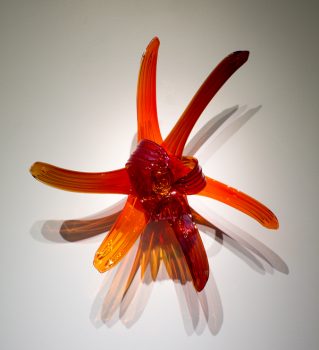 April Wagner, Transparent Red Orange Lily, Blown glass, Overall: 17 × 18 × 9in. (43.2 × 45.7 × 22.9cm), Courtesy of the artist, Pontiac, Michigan