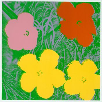 Andy Warhol, Flowers, Silkscreen on paper, Framed: 40 x 40in. (101.6 x 101.6cm), Courtesy of The Andy Warhol Museum, Pittsburgh; Founding Collection, Contribution The Andy Warhol Foundation for the Visual Arts, Inc.
