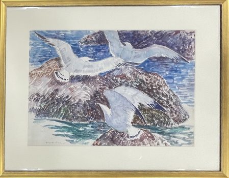 Gifford Beal, Seagulls Lighting, watercolor on paper, Overall: 21 1/2 × 27 1/2 × 1 1/4in. (54.6 × 69.9 × 3.2cm), Collection of Art in Embassies, Washington, D.C.; Gift of the Estate of Gifford Beal, Courtesy of Kraushaar Galleries, New York, New York