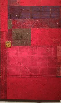 George Mason, Warm Tones with Ochre Patch, Hydrocal plaster, burlap, casein paint, encaustic, Overall: 18 x 28 1/2in. (45.7 x 72.4cm), Courtesy of the artist, Nobleboro, Maine, and Snyderman-Works Galleries