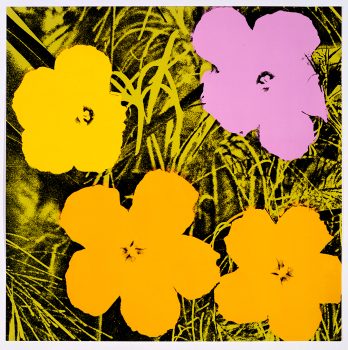 Andy Warhol, Flowers, screen print on paper, Framed: 40 x 40in. (101.6 x 101.6cm), Courtesy of The Andy Warhol Museum, Pittsburgh; Founding Collection, Contribution The Andy Warhol Foundation for the Visual Arts, Inc.